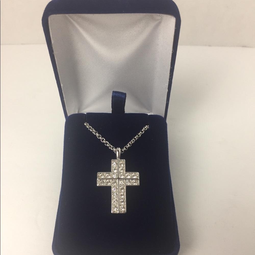 Silver Tone Rhinestone Cross